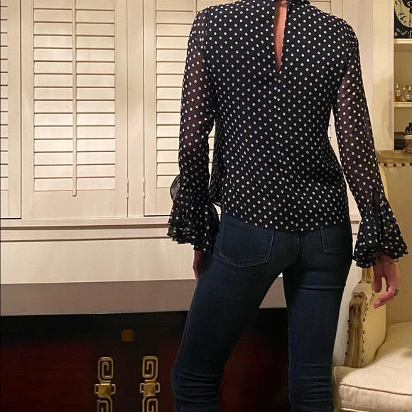 Alexis long ruffle sleeve neck tie blouse - Picture 8 of 12